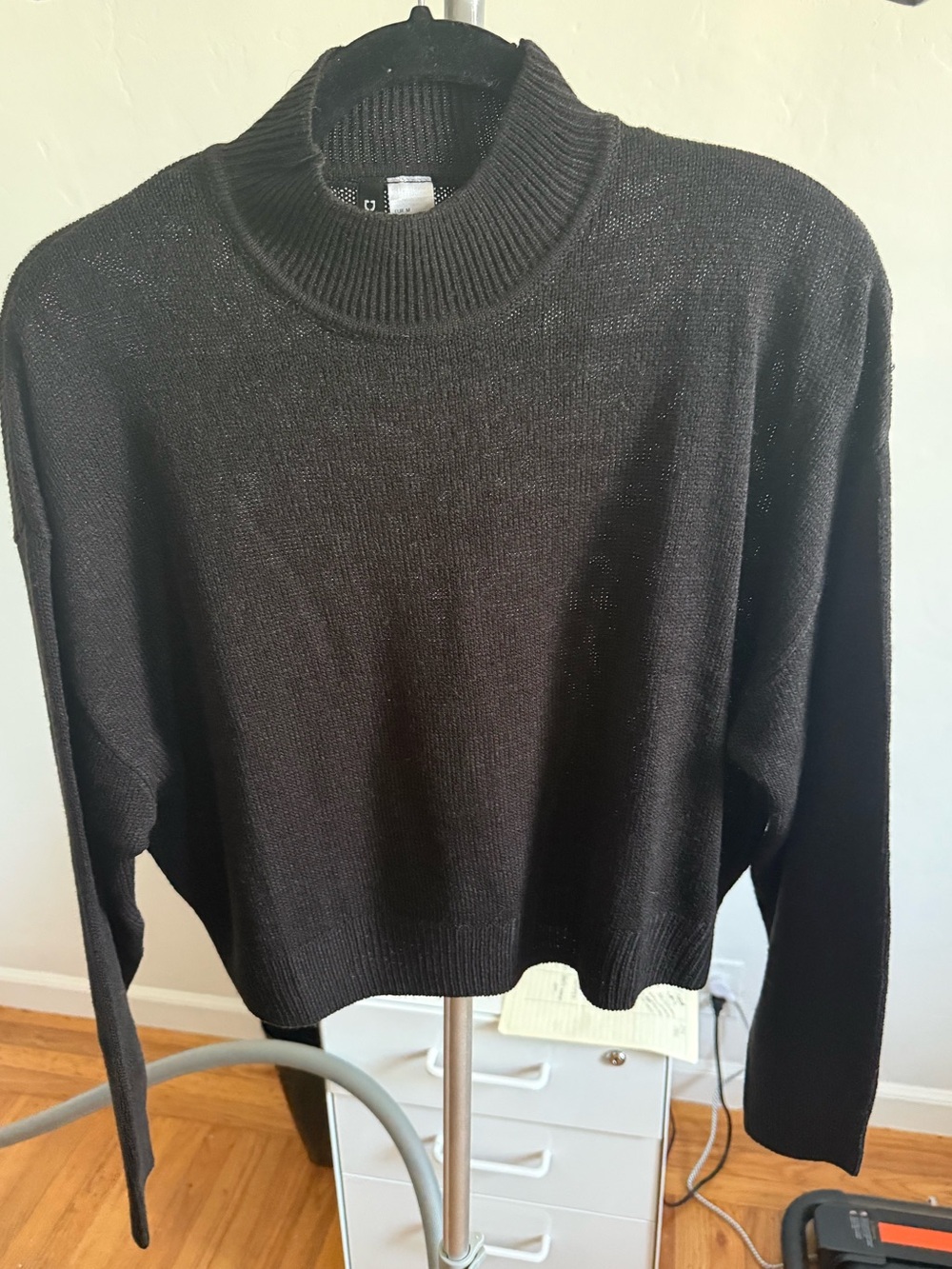 Black Mock Neck Women’s Cropped Sweater